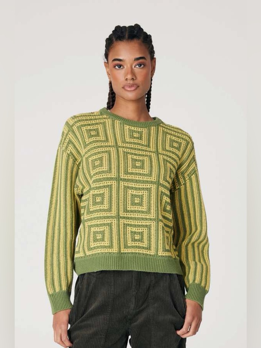 Back Beat Co. hemp Organic Cotton Spiral Pullover knit sweater green x-large